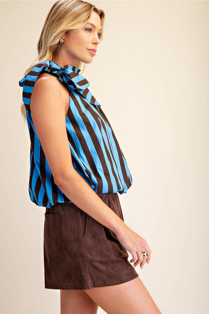 Statement Striped Halter Blouse