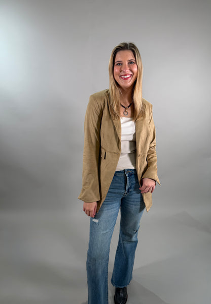 Faux Suede Blazer Jacket