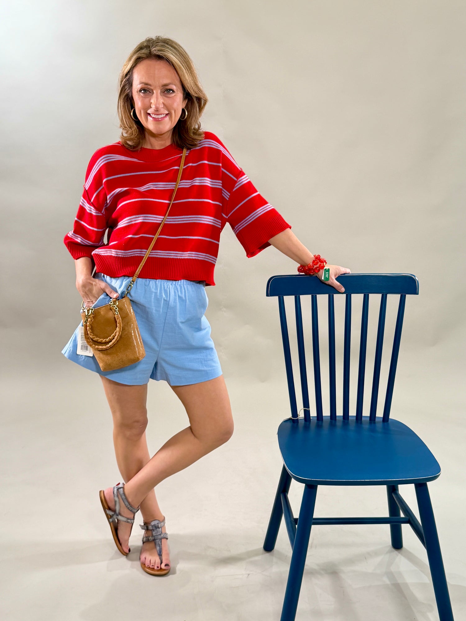 Powder Blue Linen Shorts