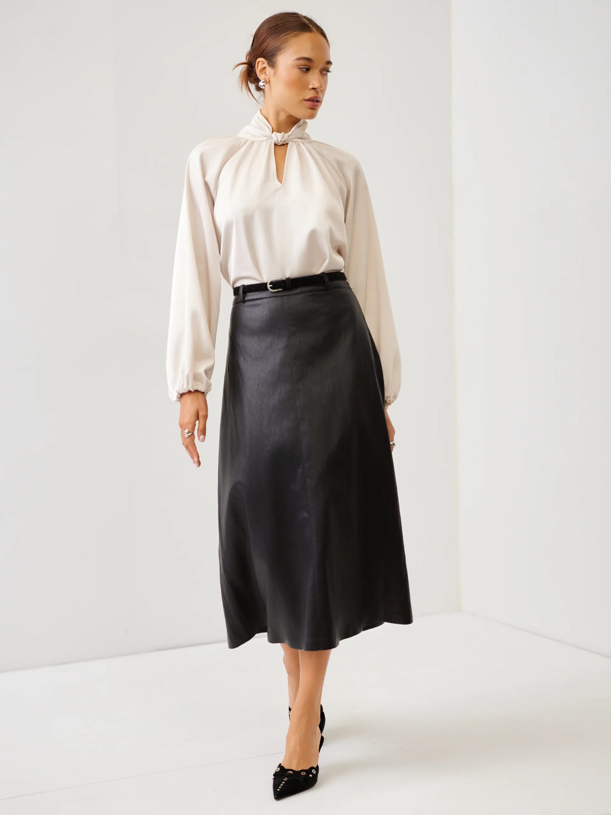 Alana Keyhole Satin Blouse