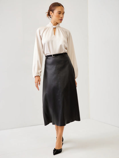 Alana Keyhole Satin Blouse