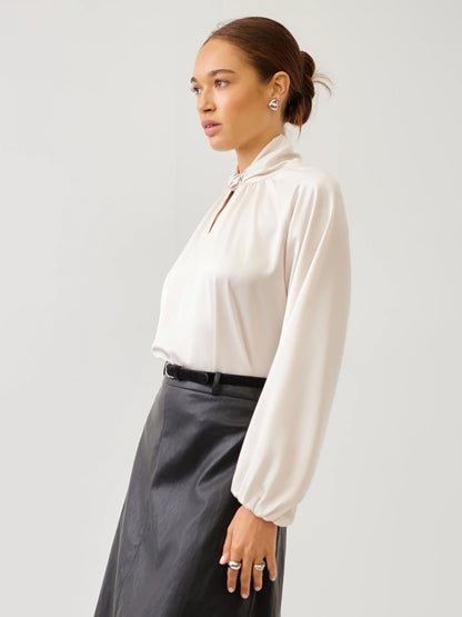 Alana Keyhole Satin Blouse
