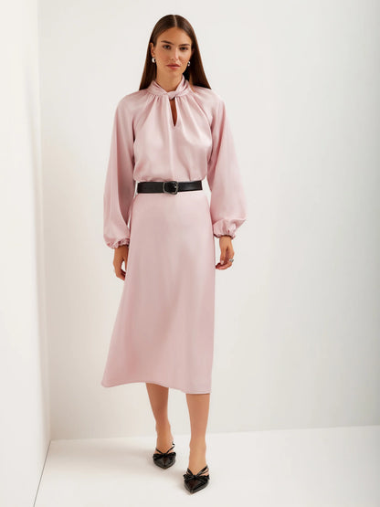 Alana Keyhole Satin Blouse