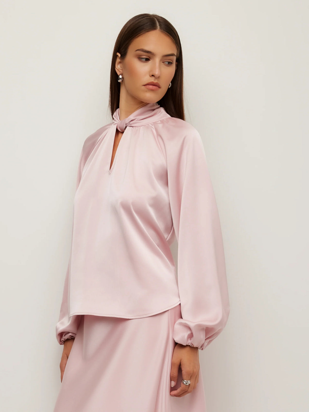 Alana Keyhole Satin Blouse