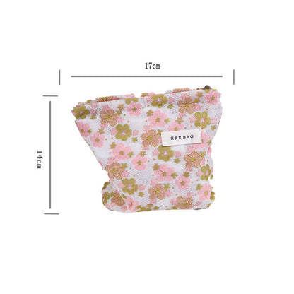 Sweet Green Floral Embossed Pouch