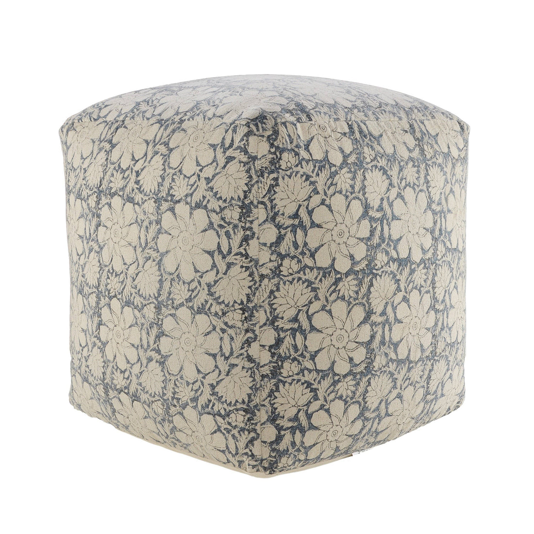 Floral Organic Hand Made Cottage Cube Pouf