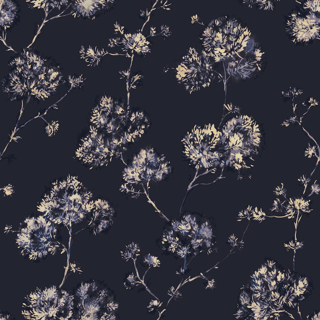 Sun-Bleached Floral Midnight P&Stick Wallpaper, 28 sq. ft.