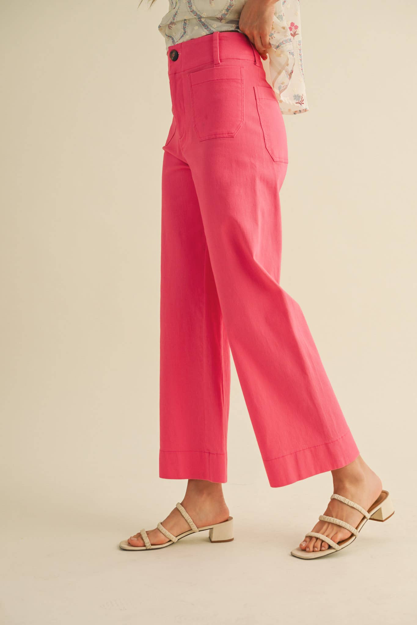 High Waist Cropped Wide Leg Pant