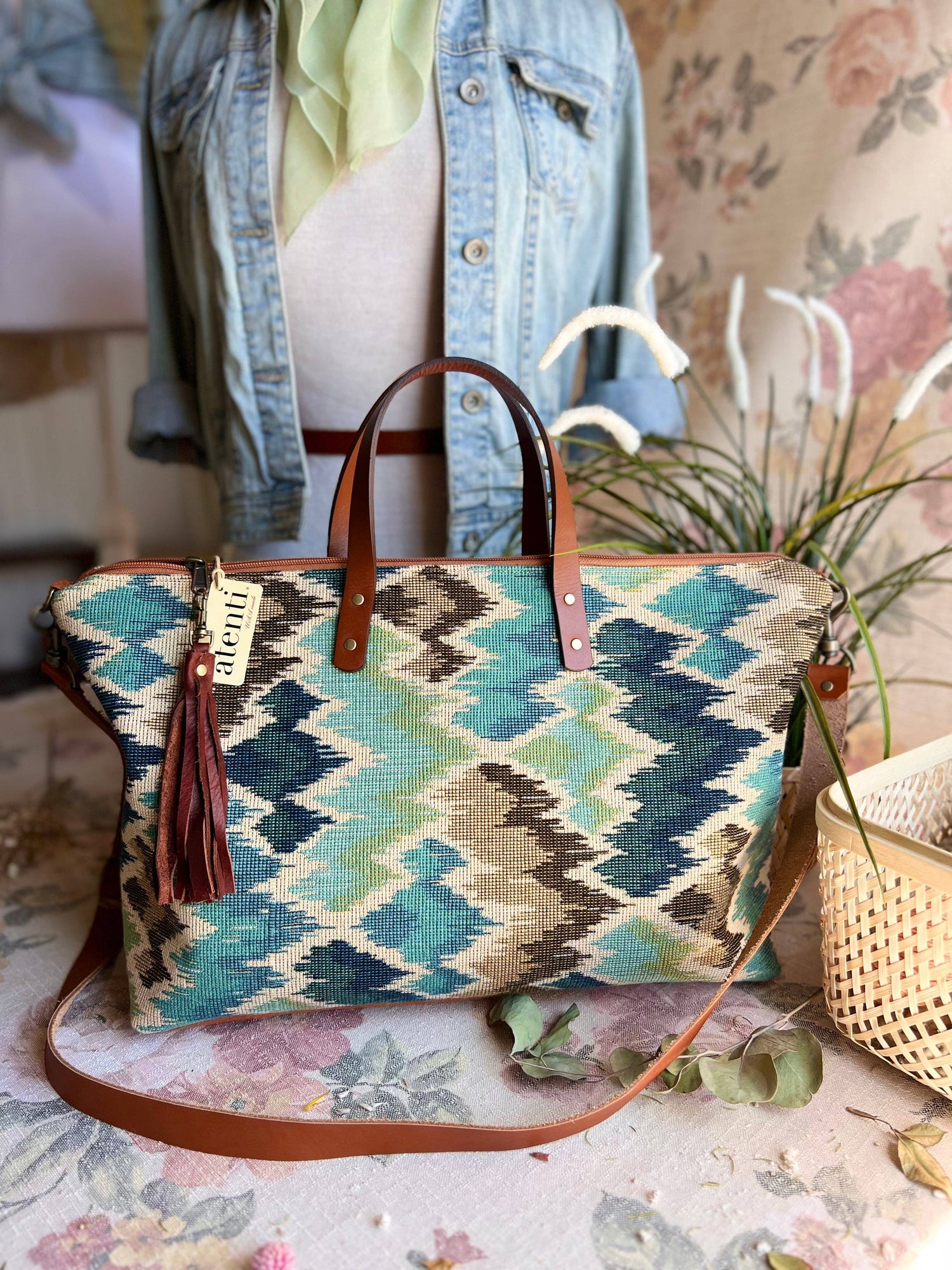Blue Printed Handbag