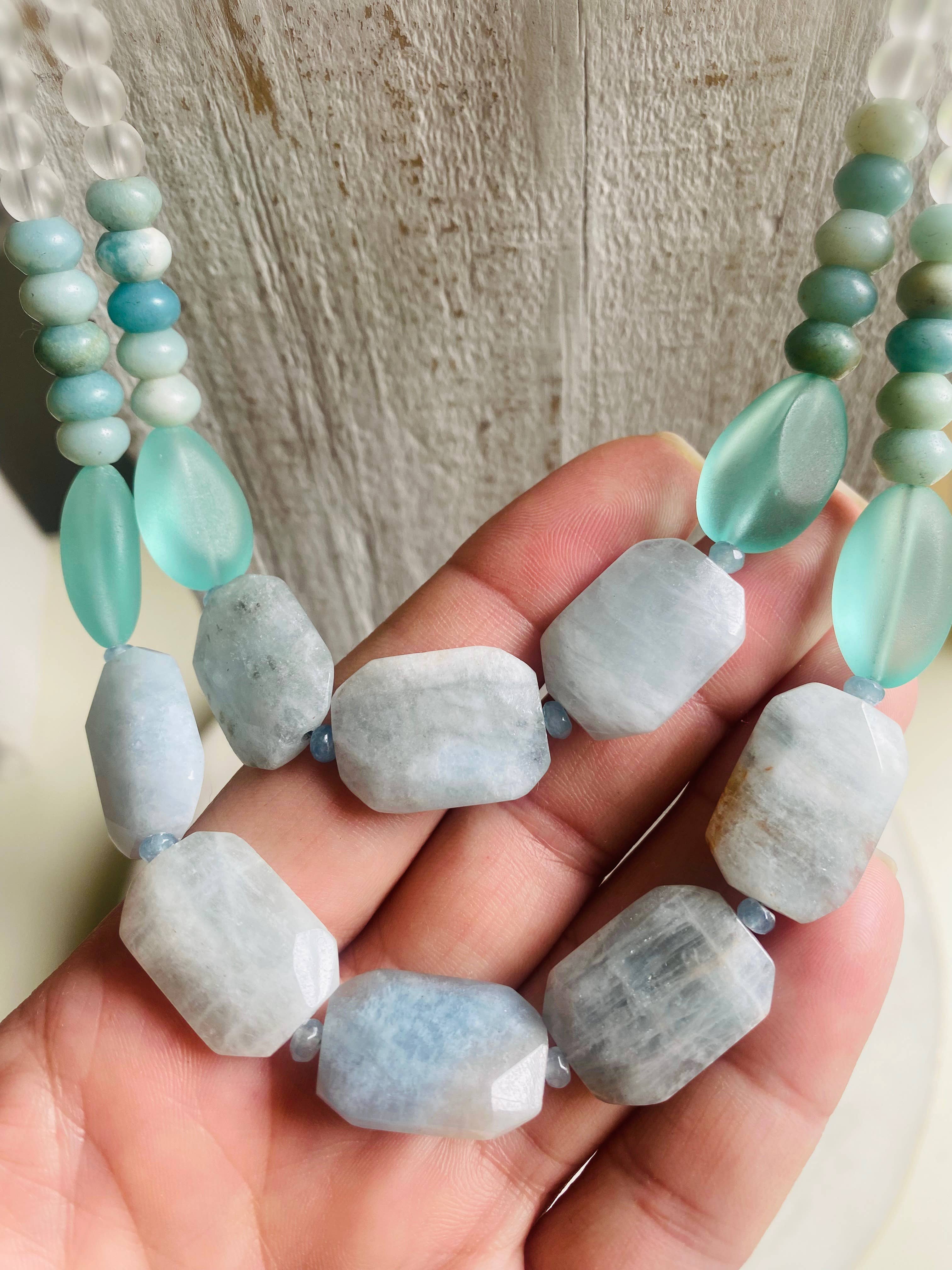 Handcrafted Stone &amp; Sea Glass Necklace
