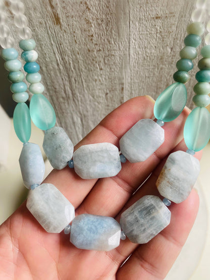 Handcrafted Stone &amp; Sea Glass Necklace