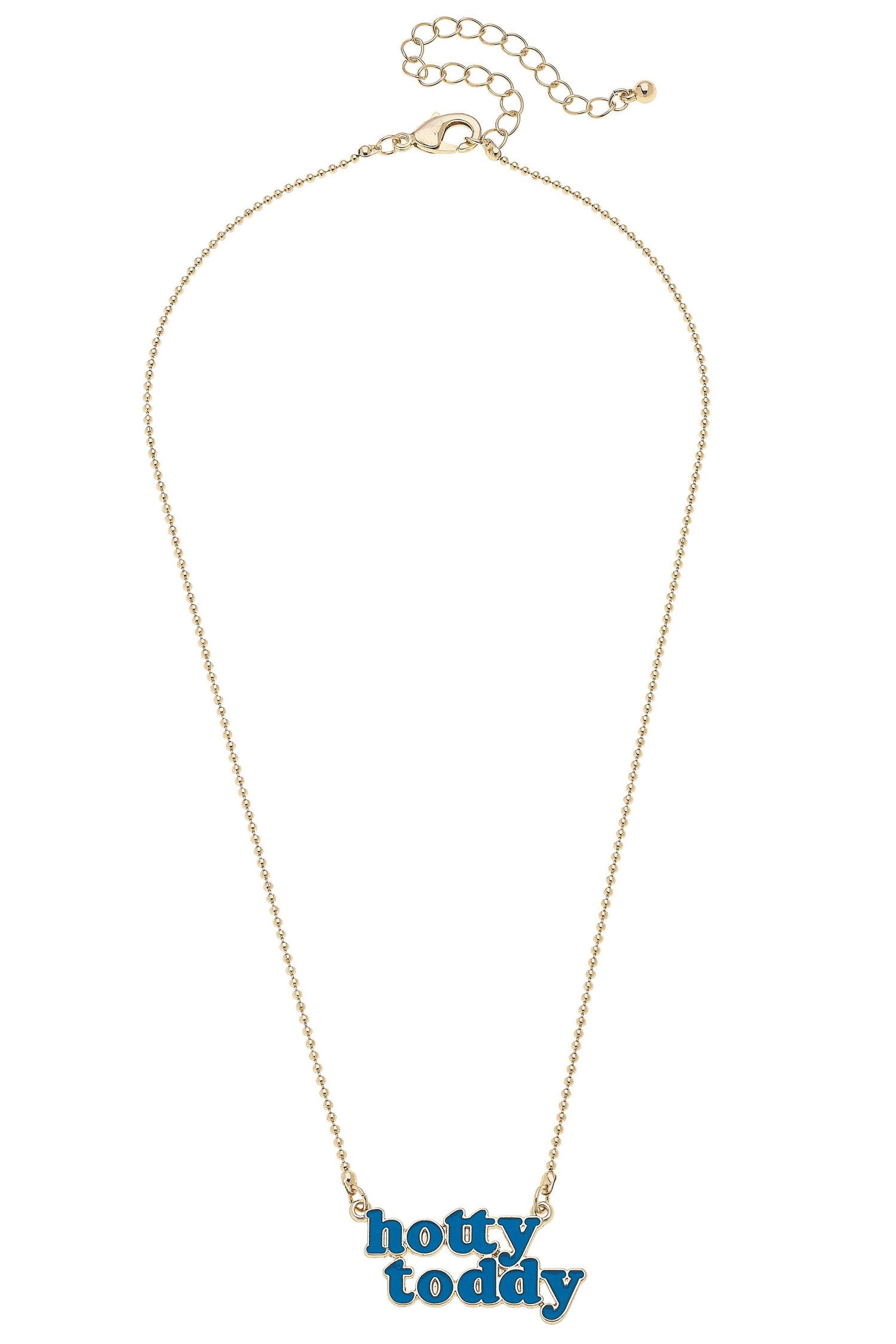 Ole Miss Rebels Slogan Necklace in Blue/Shiny Gold