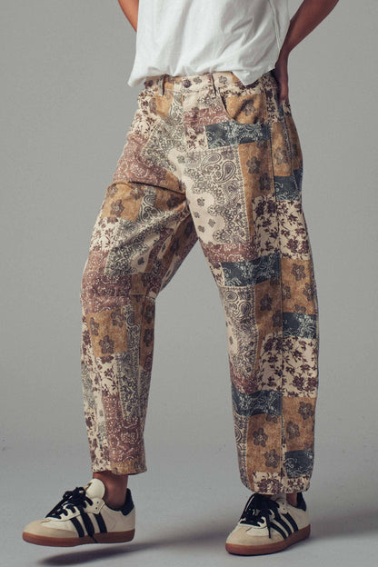 Boho Patchwork Wide Leg Pants