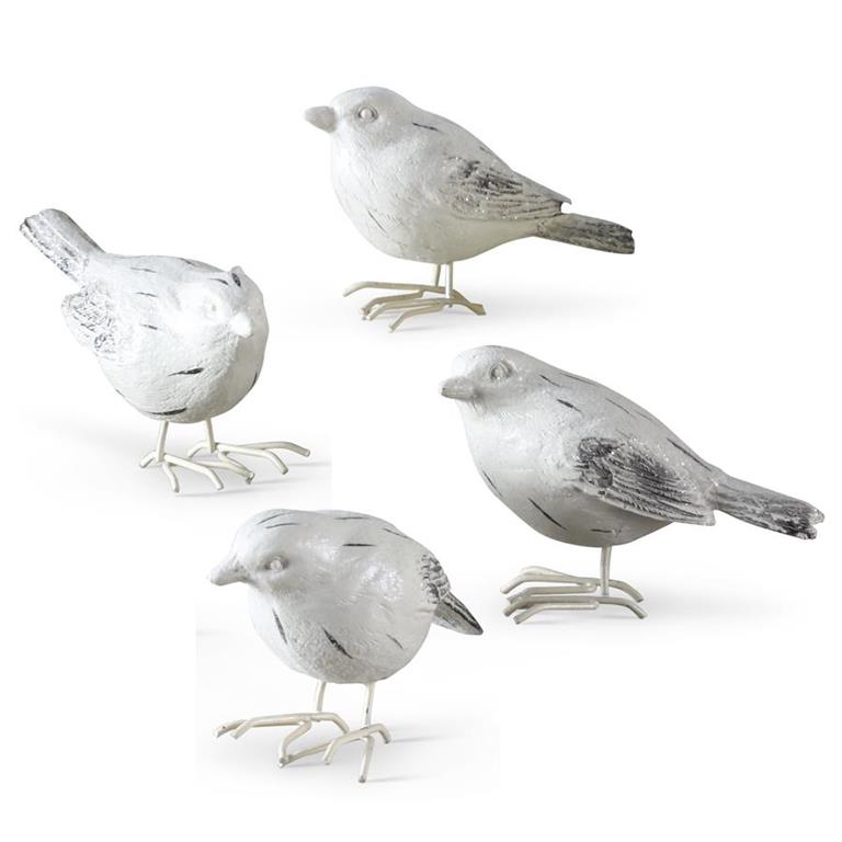 Resin 2 Inch White Sugared Birds