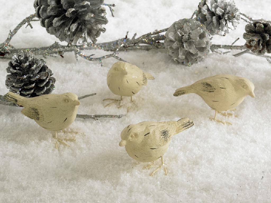 Resin 2 Inch White Sugared Birds