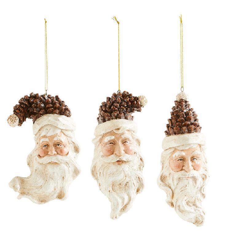Assorted Pinecone Santa Head Ornaments