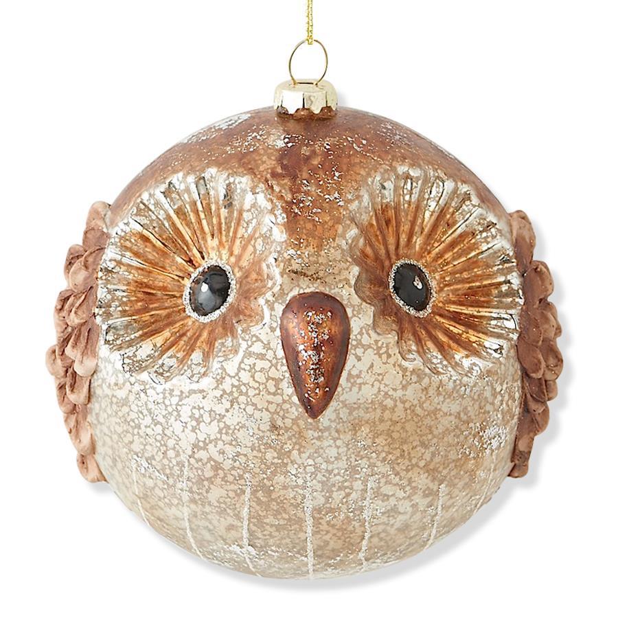 5&quot; Round Glass Owl Ornament