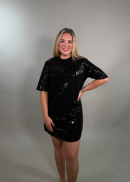 Relaxed T-Shirt Fit Sequin Dress