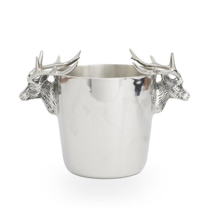 11.5&quot; Polished Silver Ice Bucket with Deer