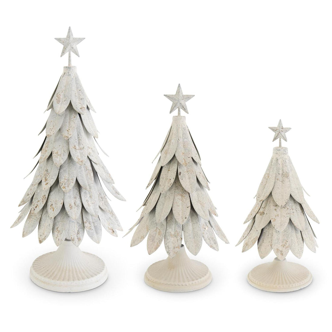 Weathered Cream and Gold Metal Trees