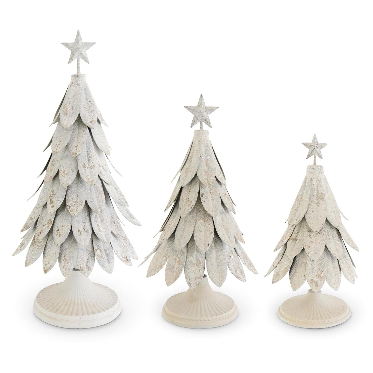 Weathered Cream and Gold Metal Trees