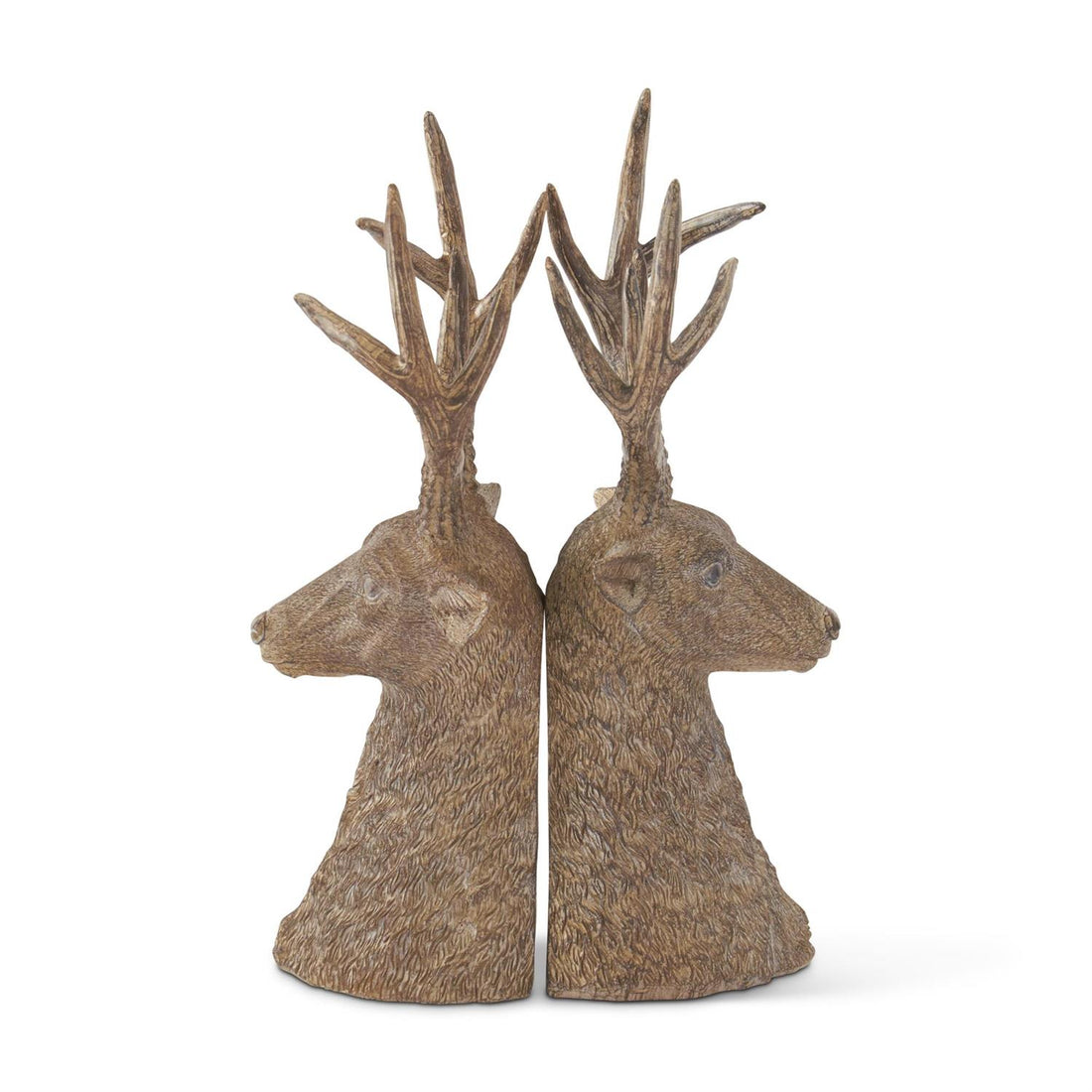 Set of 2 11.75&quot; Tan Resin Deer Bust Bookends