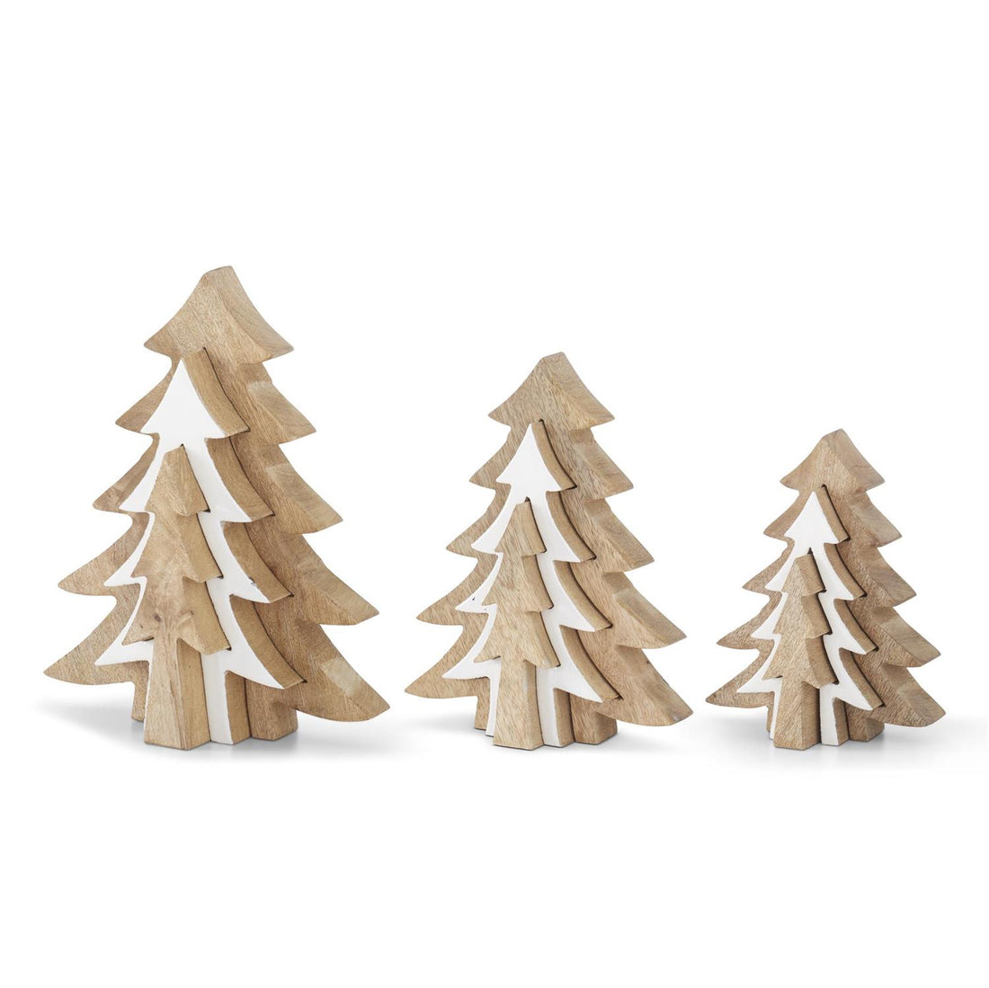 Wood Trees with White Enameled Center Cutout Trees