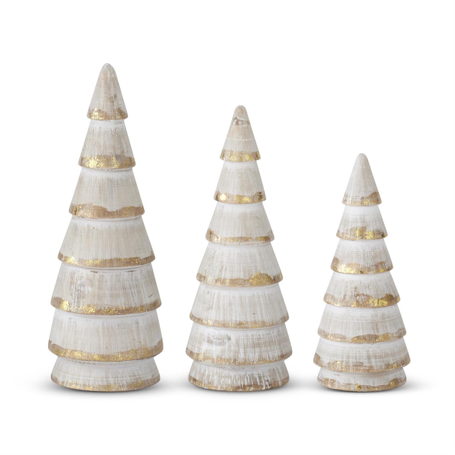 Whitewashed Gold Gilded Wood Trees