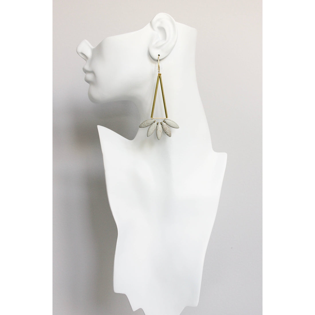 Geometric Gray Lotus Dangle Earrings