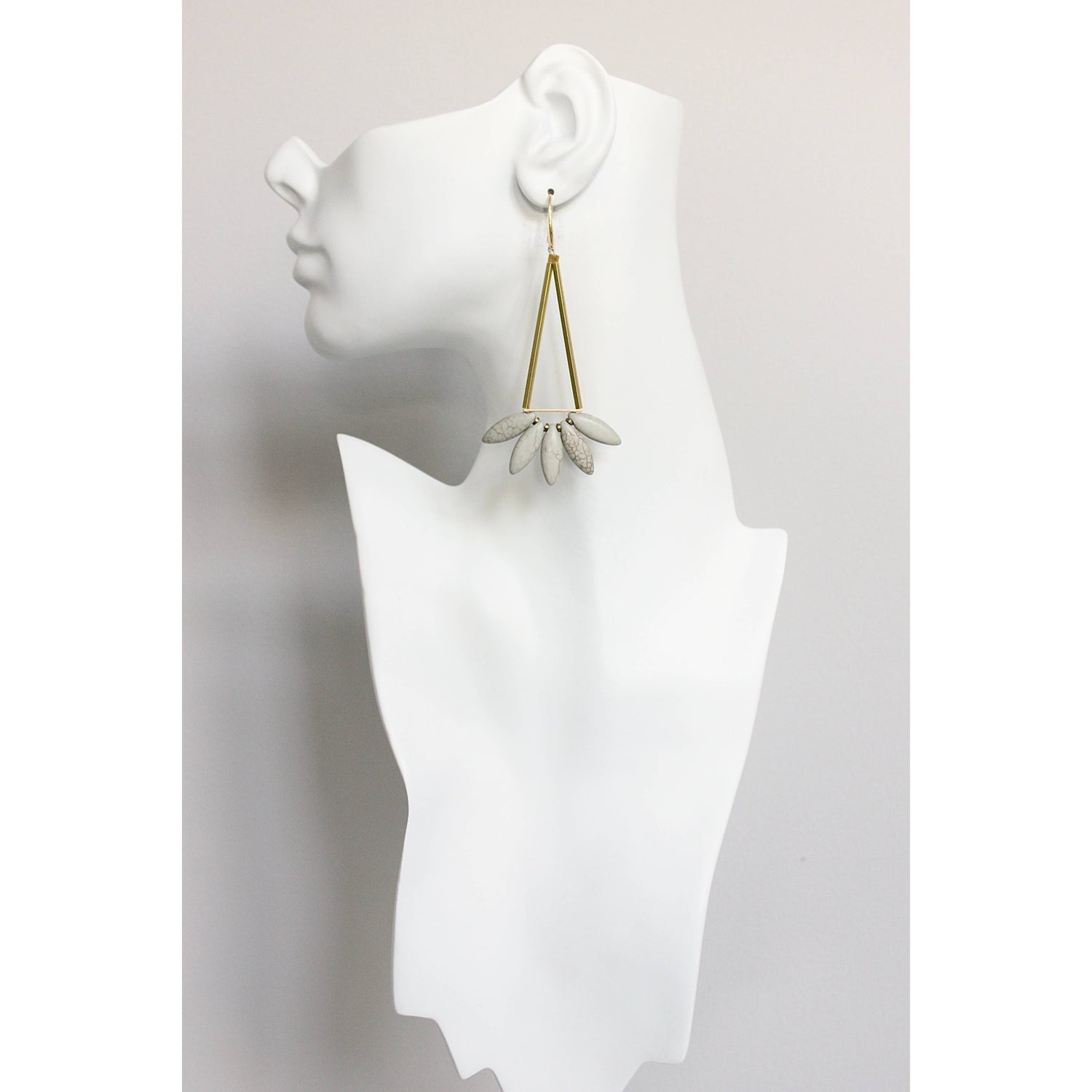 Geometric Gray Lotus Dangle Earrings