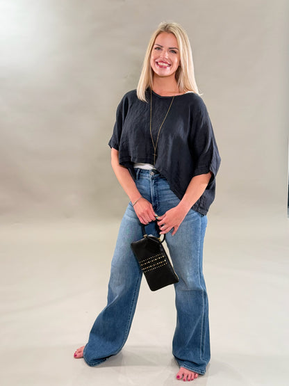 Cropped Linen Boxy Tee