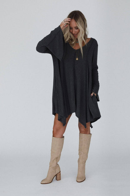 Long Bell Sleeve Tunic Dress
