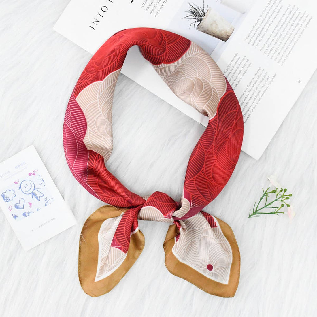 Colorblock Floral Satin Scarf