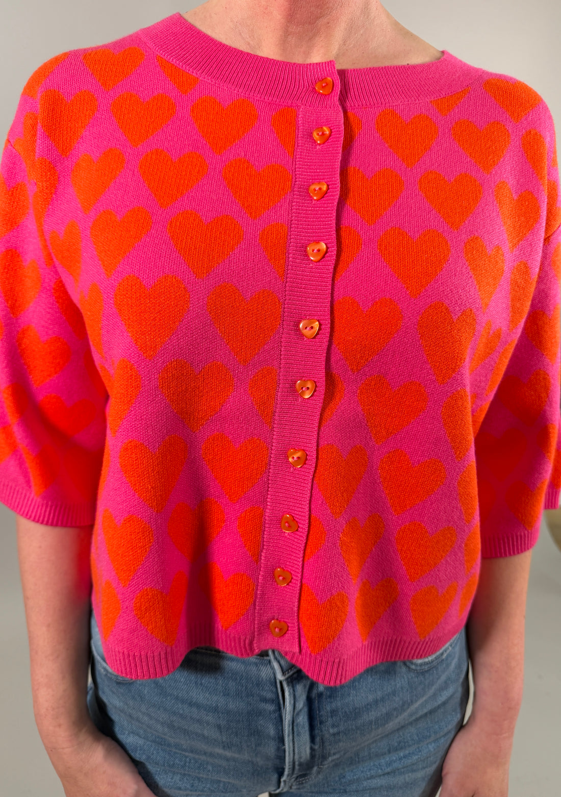 The Bold Heart-Print Cardigan