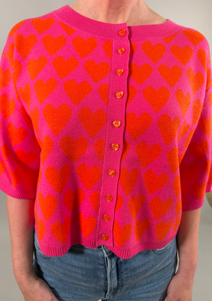 The Bold Heart-Print Cardigan