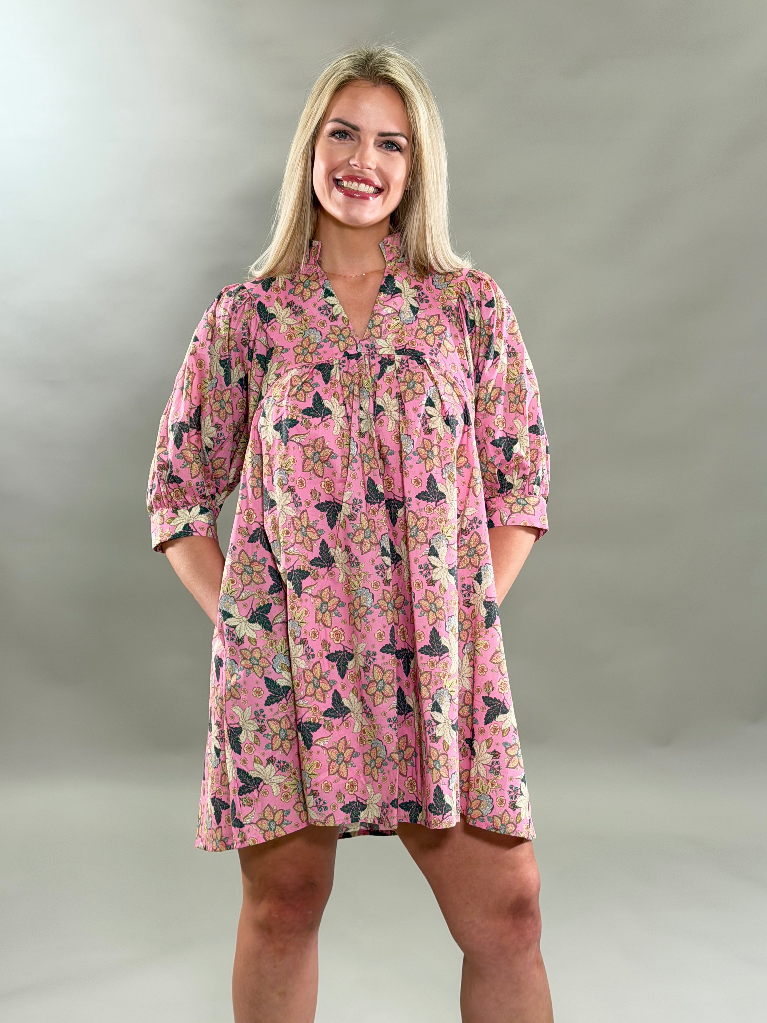 Floral and Greenery Print Mini Dress