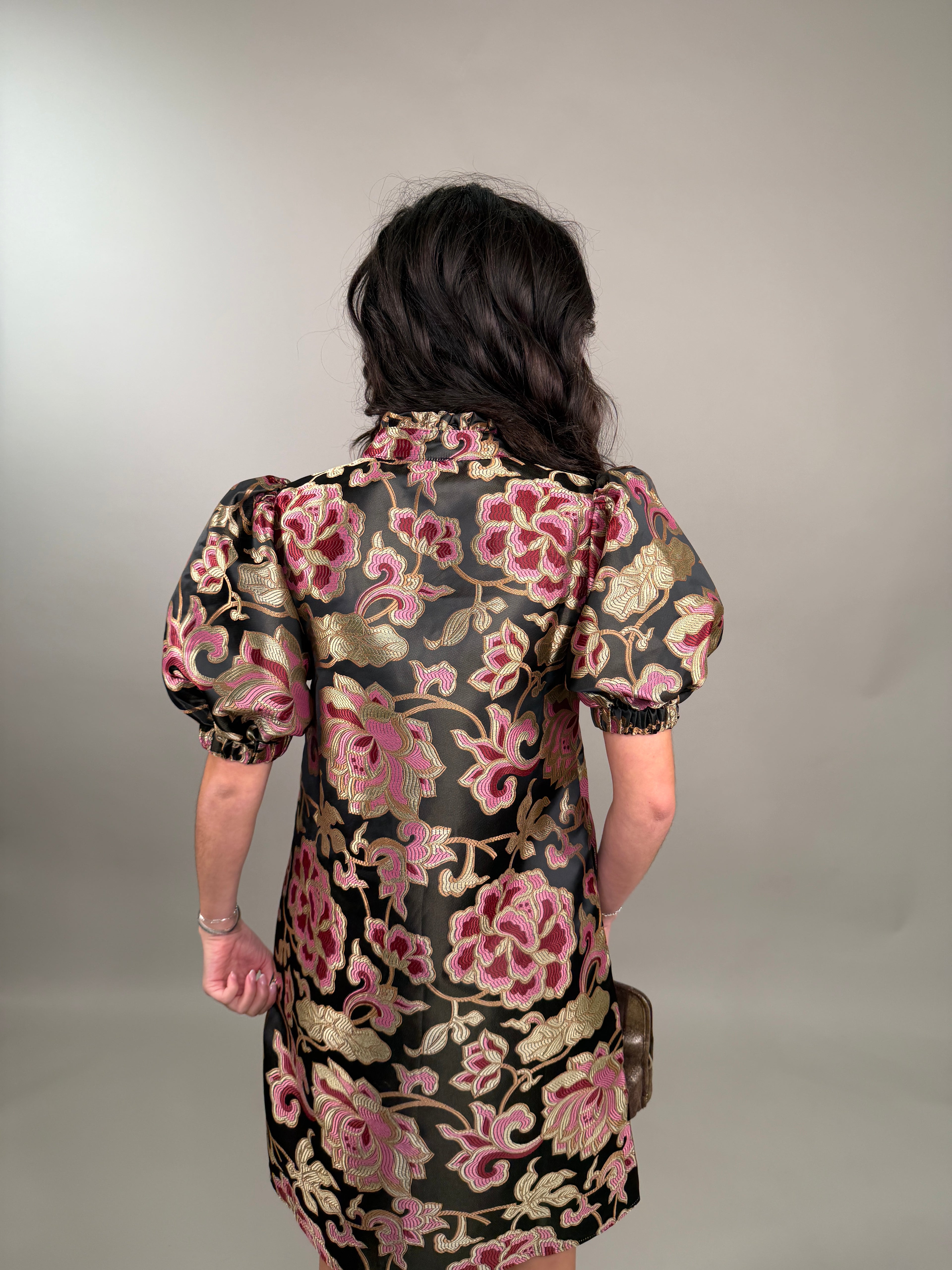 Gilded Brocade Party Dress