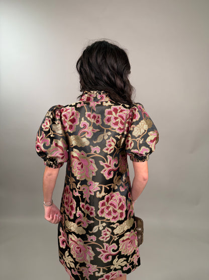 Gilded Brocade Party Dress