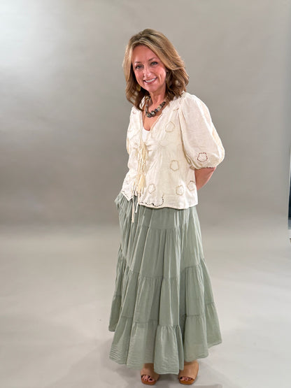 Tiered Cotton Skirt