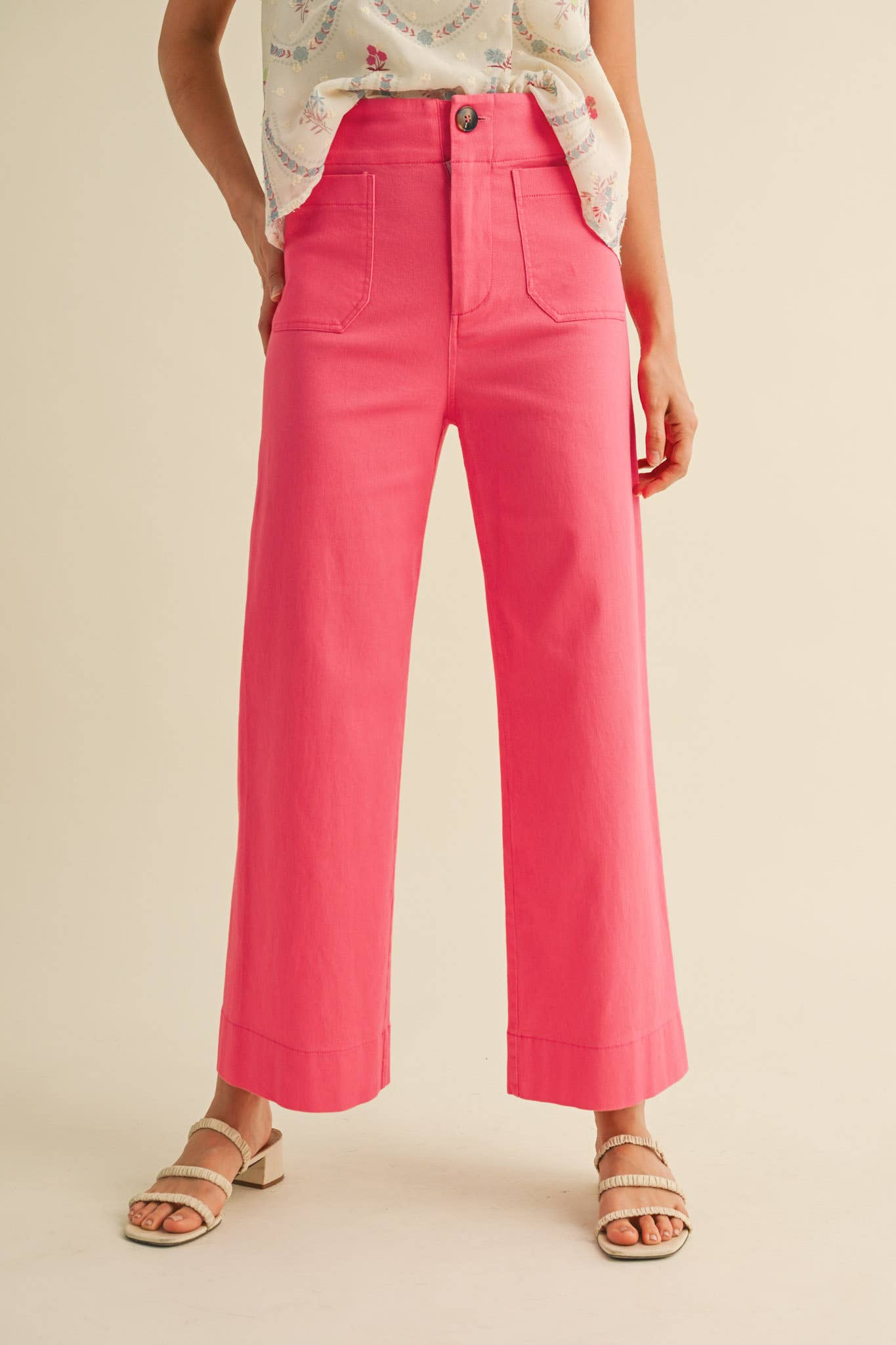 High Waist Cropped Wide Leg Pant