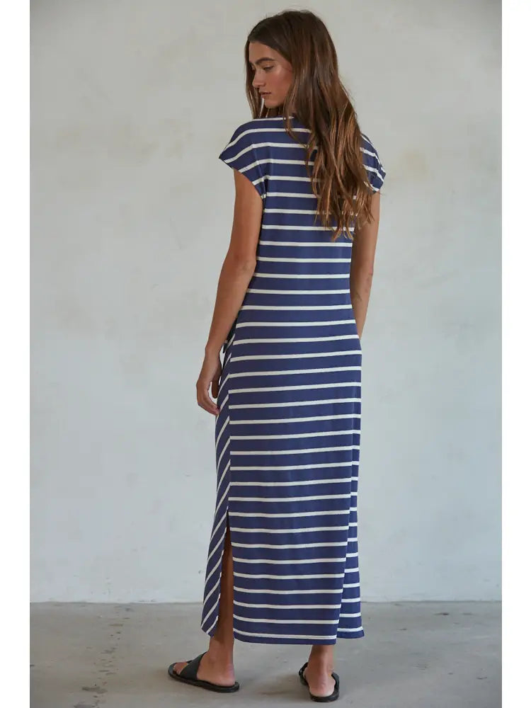 Knit Cotton Stripe Maxi Dress