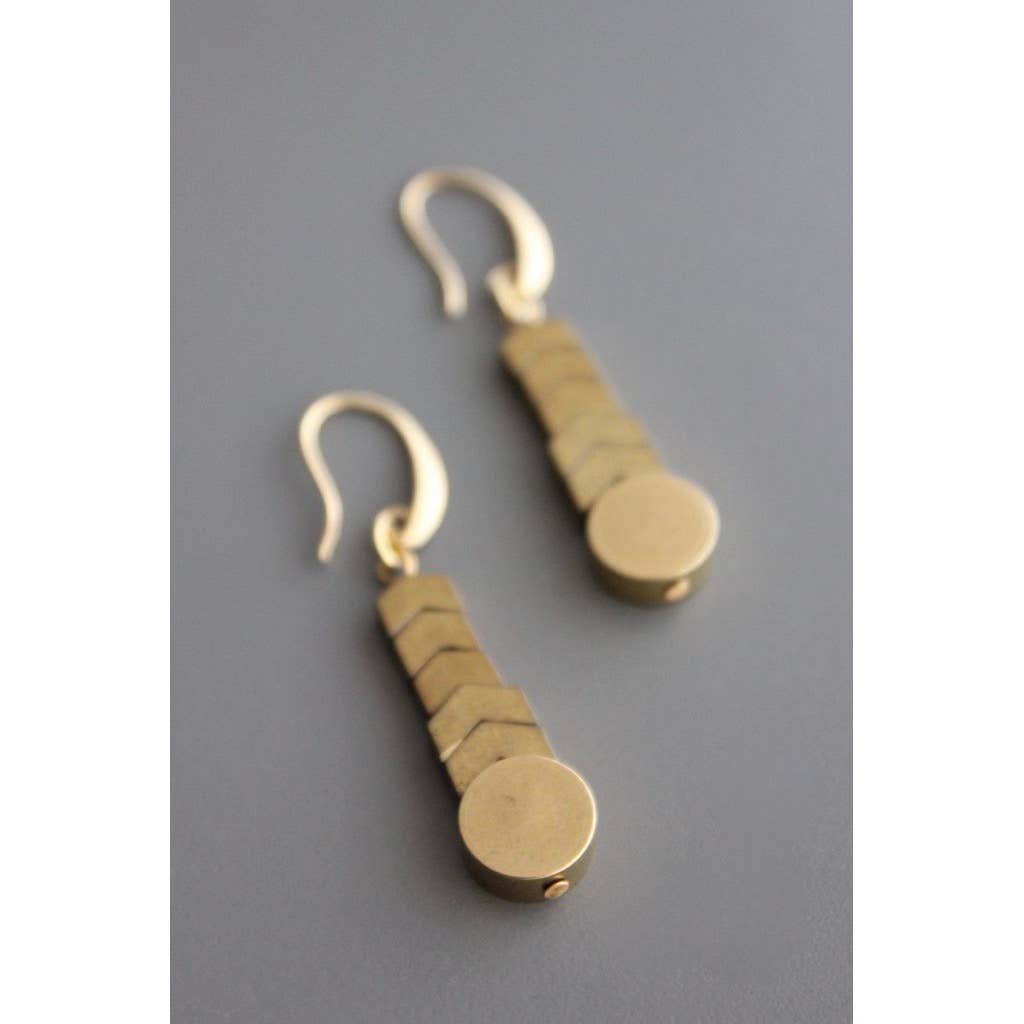 Gold Hematite Drop Earrings