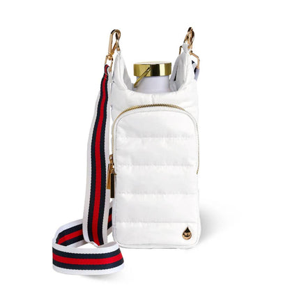 White Ripstop HydroBag with Red, Navy, White striped strap