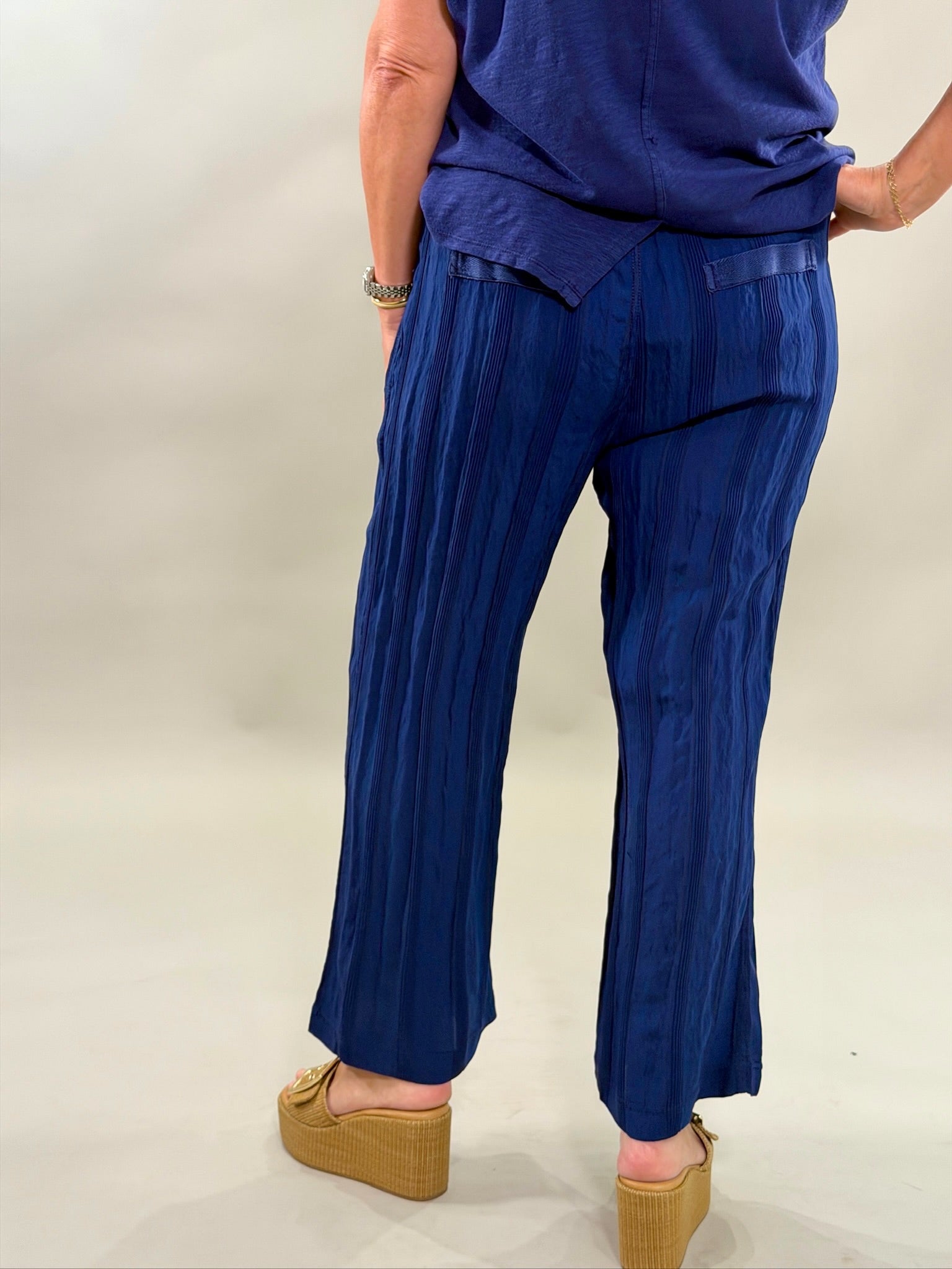 Midnight Ribbed Pull-On Pants