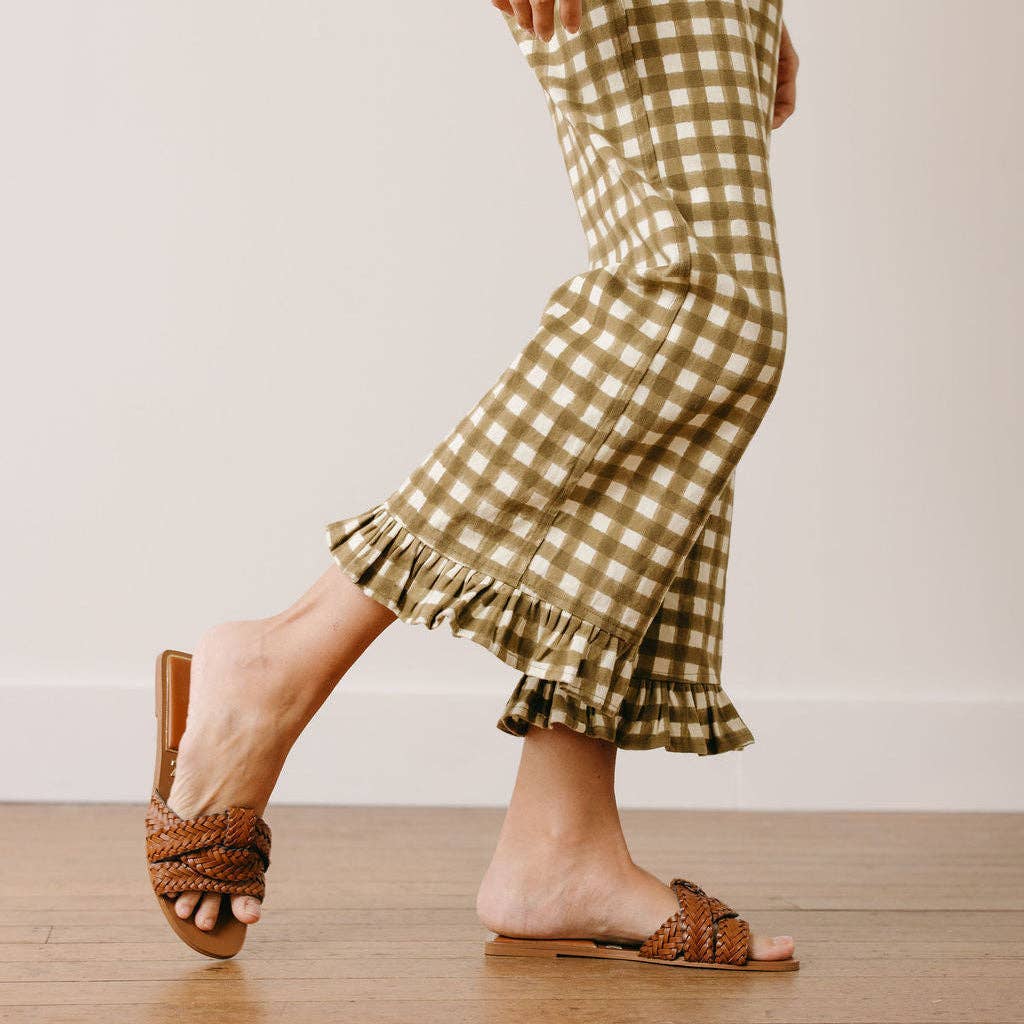 Painted Gingham Wide Leg Pant