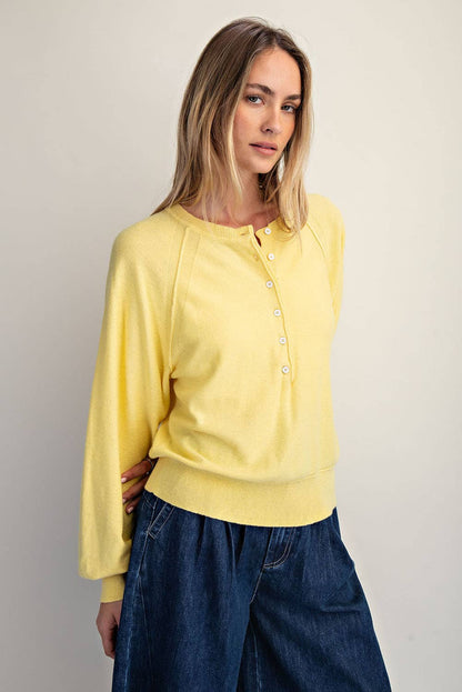 Cozy Half Button Down Pullover Sweater