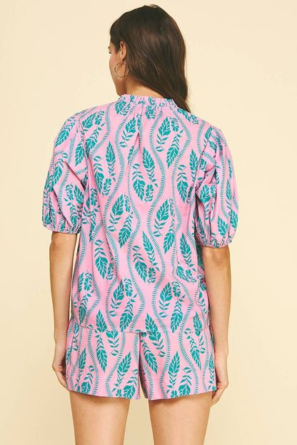 Botanical Print Blouse Top