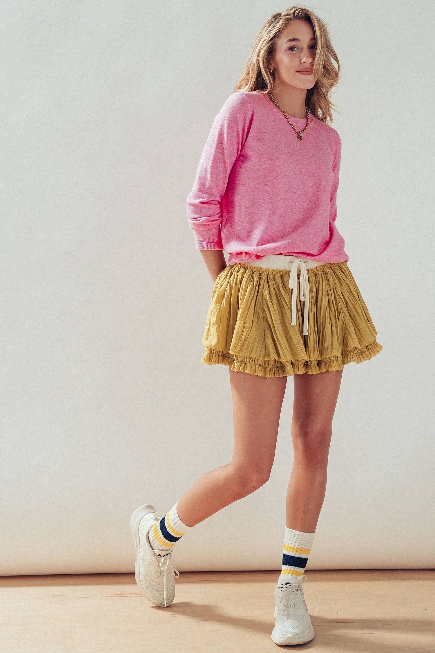 Soft Viscose Blend Crewneck Knit Pullover