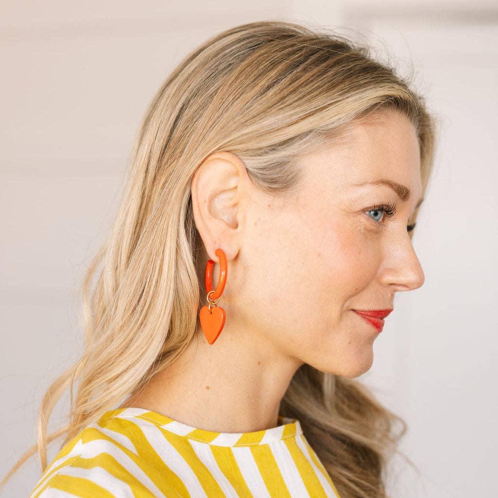 Red Hoop with Heart Dangles