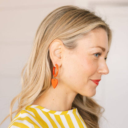 Red Hoop with Heart Dangles